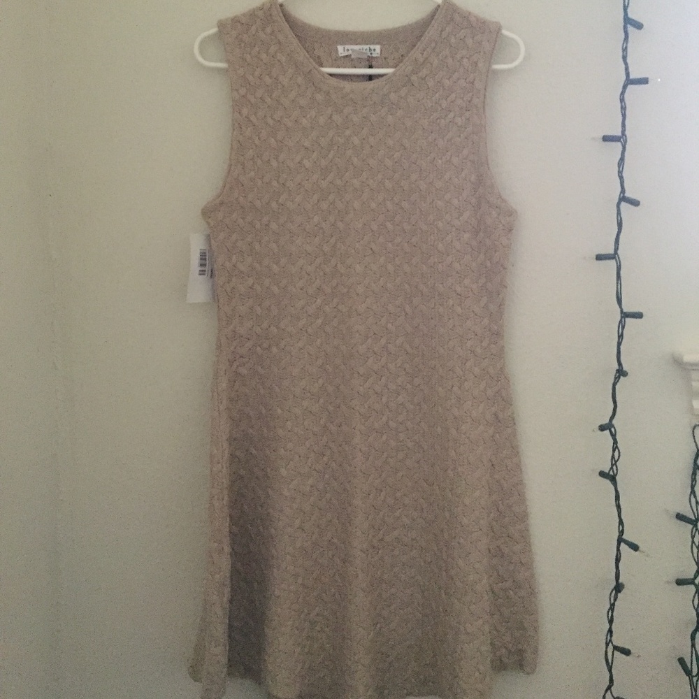 No Sleeve Beige Sweater Dress